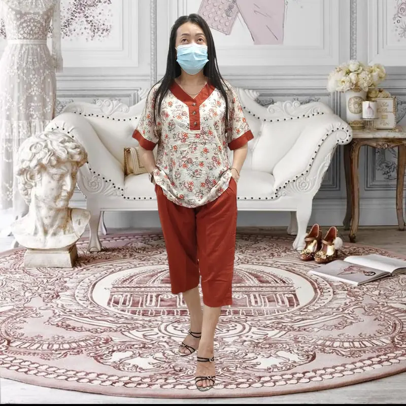 Baju Tidur Piyama/Setelan 7/8 Rayon Kombinasi Ukuran 3XL 1