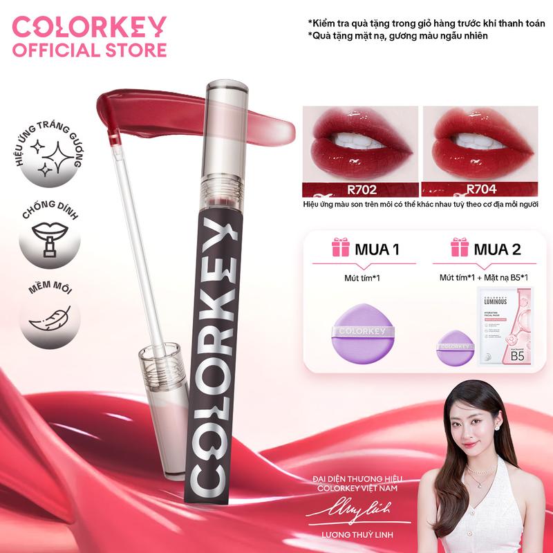 [OFFICIAL] Son Môi Gương Bóng COLORKEY Mirror Tạo Hiệu Ứng Căng Bóng Như Gương Cho Đôi Môi Đầy Đặn Quyến Rũ 1.7g