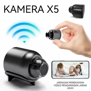 Kamera Keamanan Mini Wireless X5 WiFi HD 1080P, Micro Kamera Kecil IP CCTV Rumah Kantor, Lensa Optik 6 Lapisan dengan Mikrofon Bawaan untuk Rekaman Video dan Suara Jernih
