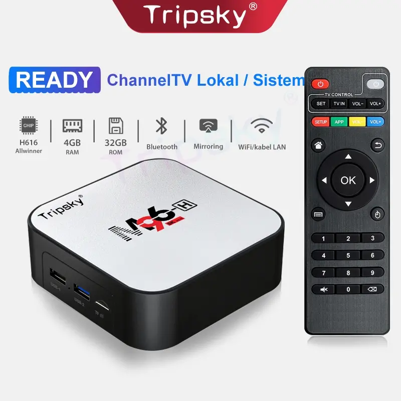 Tripsky Android TV Box M96-H Ram 4GB Rom 32GB 6K HD Android WIFI TV Box Android TV. Support cod Free shipping  Pengiriman Gratis. 0