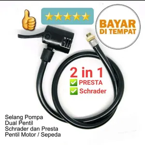 Kualitas Bagus Selang Pompa Angin Sepeda Slang 2 Katup 2 in 1 Bisa Pentil Dop Presta Schrader fixie sepeda motor dua lubang Outdoor