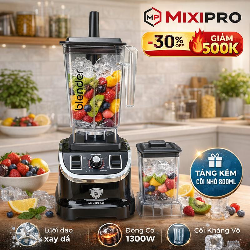 [FLASH SALE] Máy Xay Sinh Tố Công Nghiệp MIXIPRO SC 9525 – Cối 2.5L | 1300W Xay Đá Cực Mạnh | Tặng Cối Nhỏ 800ML