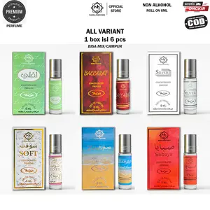 1 box isi 6 pcs Parfum arab minyak wangi non alkohol 6ml Laki-laki Perempuan Uniseks Perfume Perfumes Silver Vanila