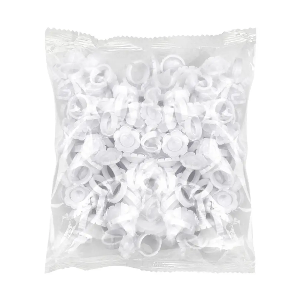 Set of 100 Disposable Eyelash Glue Fan Cup Rings Make up Container Glue Cups Lash Supplies Glue Rings Tattoos Pigment Tool