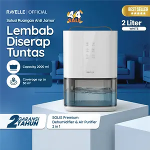 RAVELLE SOLIS Dehumidifier & Air Purifier 2in1 2L – Penyerap Kelembaban Udara,  Pemurni udara & penyerap jamur
