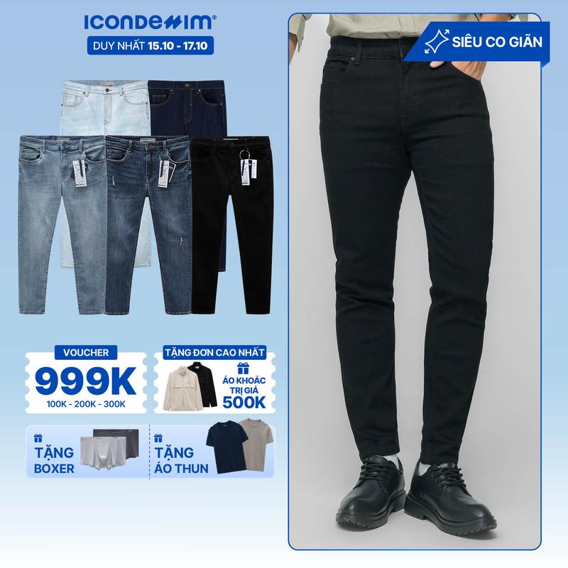 Quần jeans nam cao cấp ICONDENIM, quần bò smart fit tôn dáng , siêu co giãn 4 chiều, SMARTJEANS