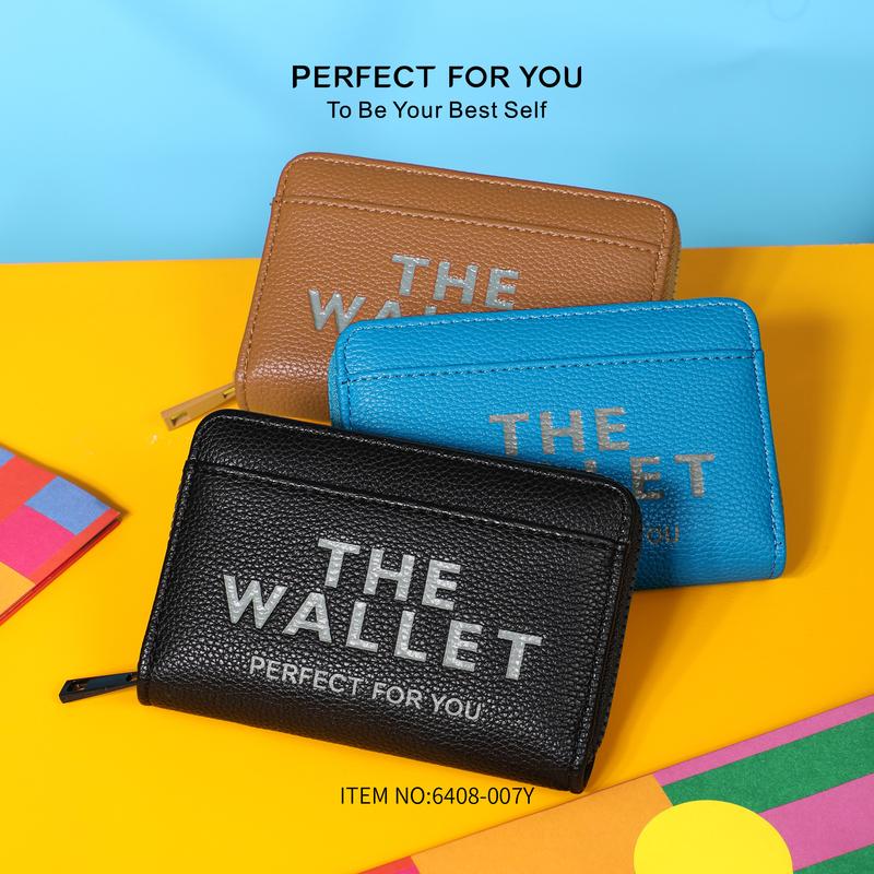 Ví Đi Chơi Cho Nữ, Sức Chứa Lớn, Gấp Gọn, Đựng Tiền Xu Và Thẻ, Làm Bằng Da PU, In Họa Tiết Chữ Cái, Ví