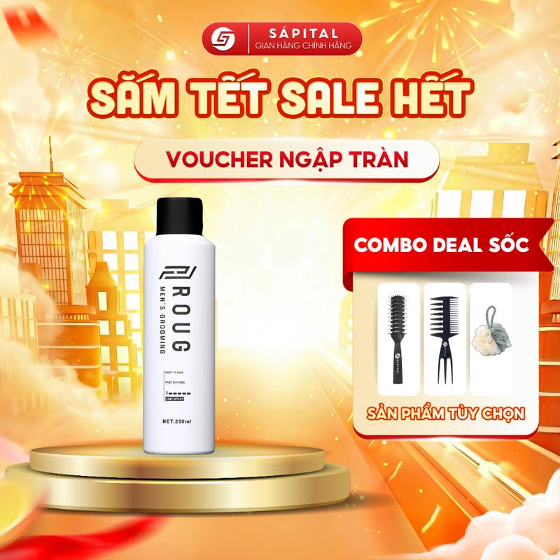 Gôm xịt tóc Roug Men’s Grooming Hair Spray - Gôm mềm giữ nếp linh hoạt tự nhiên Dễ dàng gội rửa và chỉnh form sau đội mũ