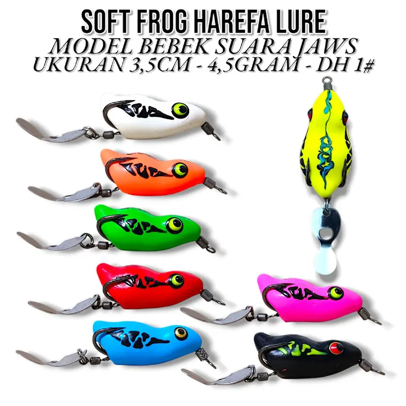 SOFT FROG BERISIK SUARA JAWS MODEL BEBEK HAREFA LURE. UKURAN 3,5CM - 4CM - 4,5CM - 5CM. UMPAN CASTING GABUS DAN TOMAN 1