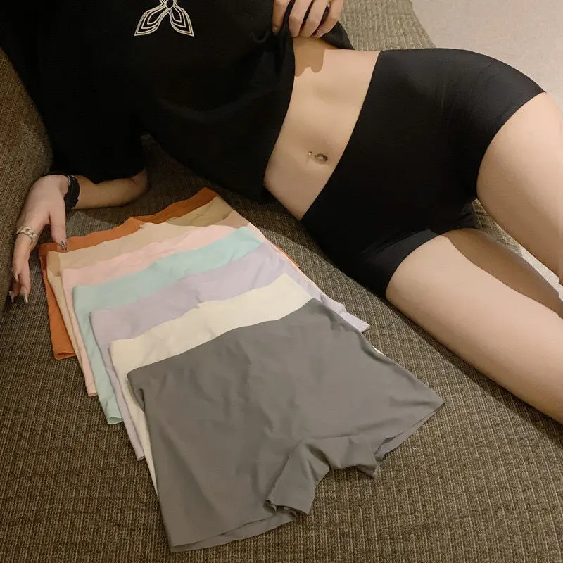 Ice silk seamless underwear, anti glare leggings for women's four cornered pants