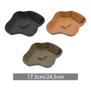 Reptile Bathing Pool with Slope Decoration Terrarium Bowl Feeding Plate Tortoise - Black L