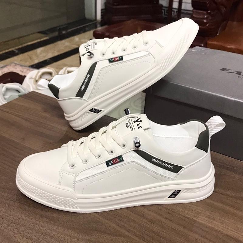   H-36  Giày nam da cao cấp có dây  giầy lười nam mầu trắng  mẫu mới nhất năm nay Sneaker Cao Su 