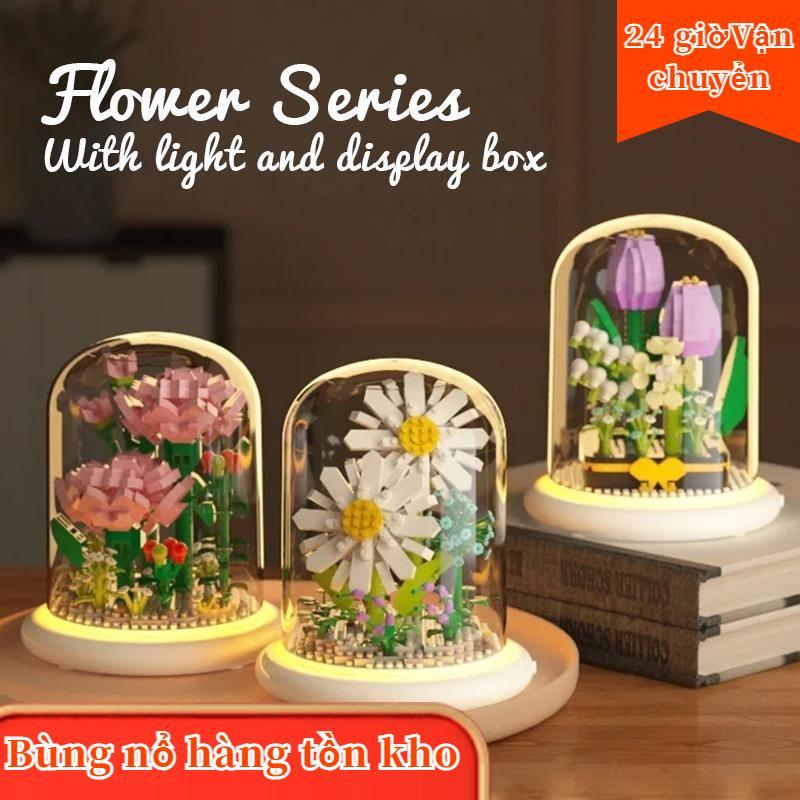 Lắp ráp hoa khối lắp ráp, Bó hoa để Bàn hoa tulip, Đồ chơi hướng dương nam và nữ, Khối xây dựng nữ