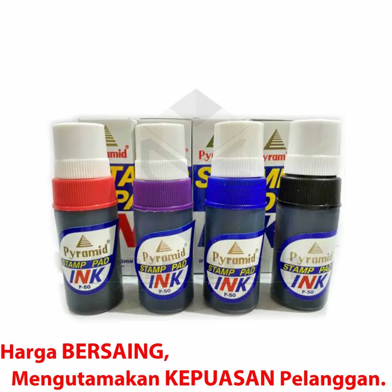 Isi ulang Tinta Bak Stampel Piramid / Refill Stamp Pad Ink Pyramid 50 cc 5 warna / Tinta Cap 2