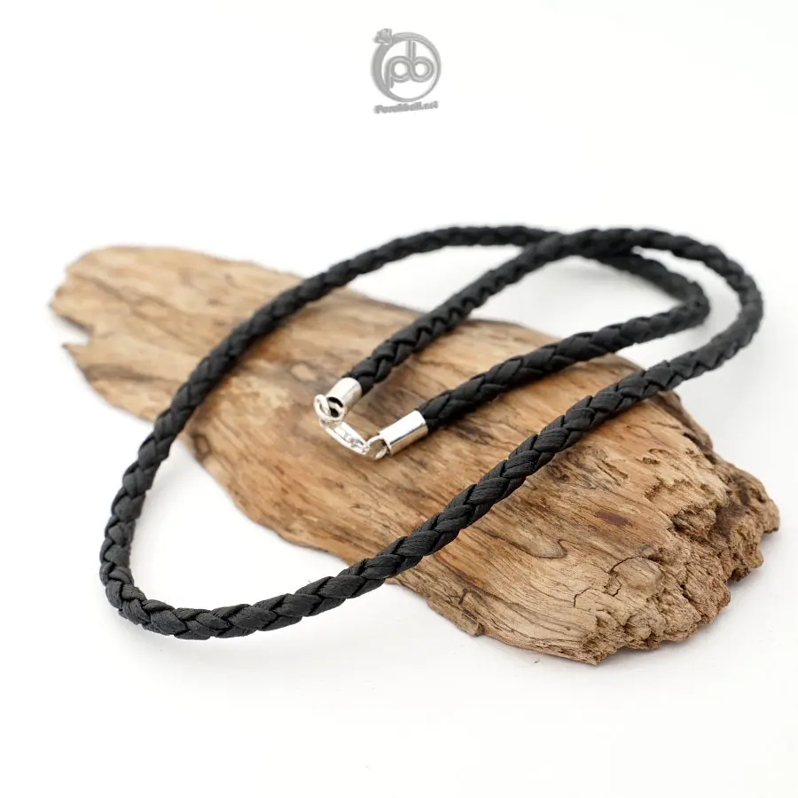 Kalung Tali Kulit Lock Perak 925 Synthetic Leather