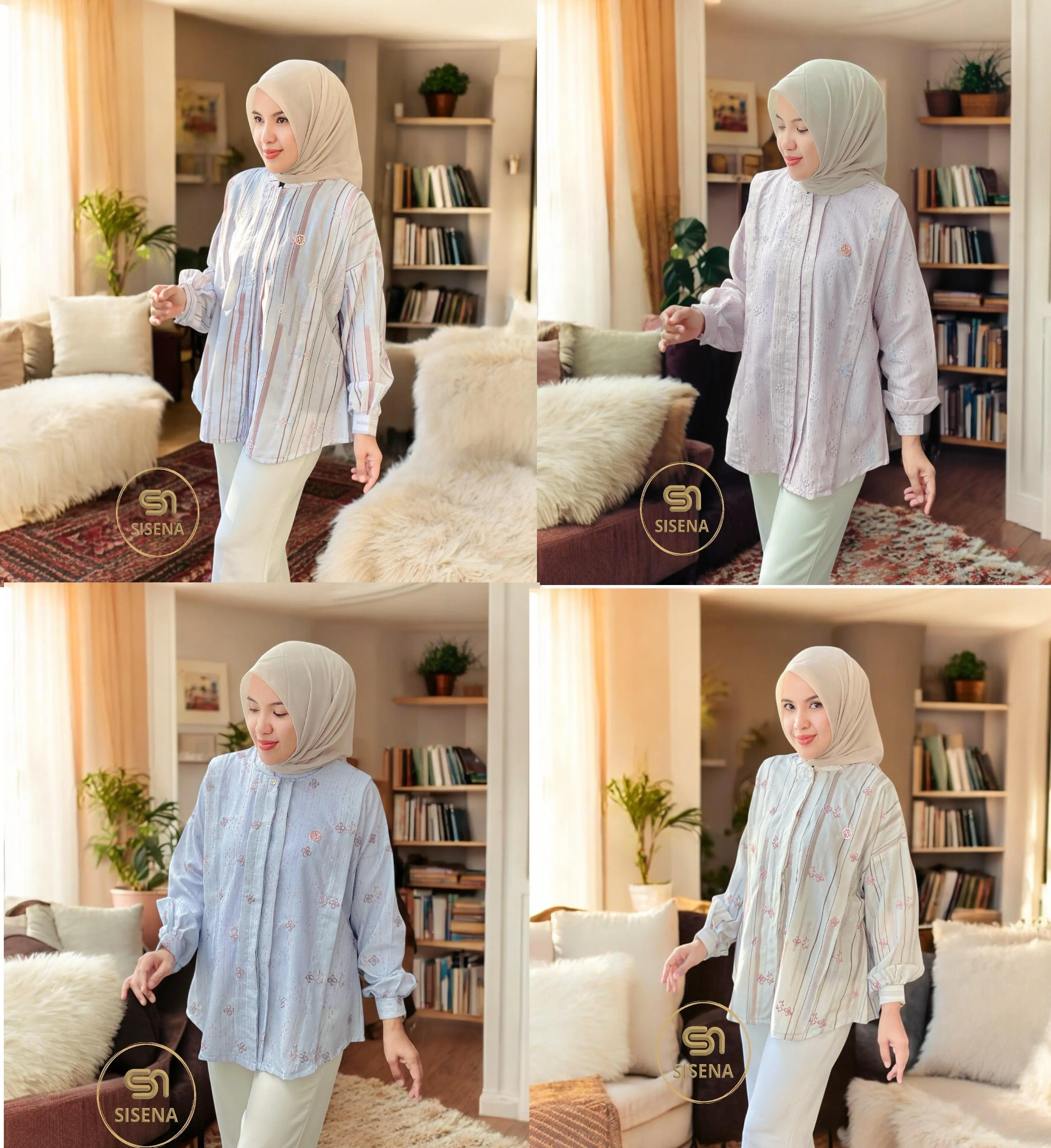Sisena blouse katun motif printing terbaru standard hingga jumbo Firla Shiva series by Si Se Na