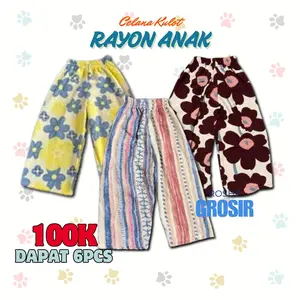 Paket Hemat Celana Kulot Rayon Motif random Anak-Anak 100ribu dapat 6pcs Harga Grosir  Pakaian Fashion.