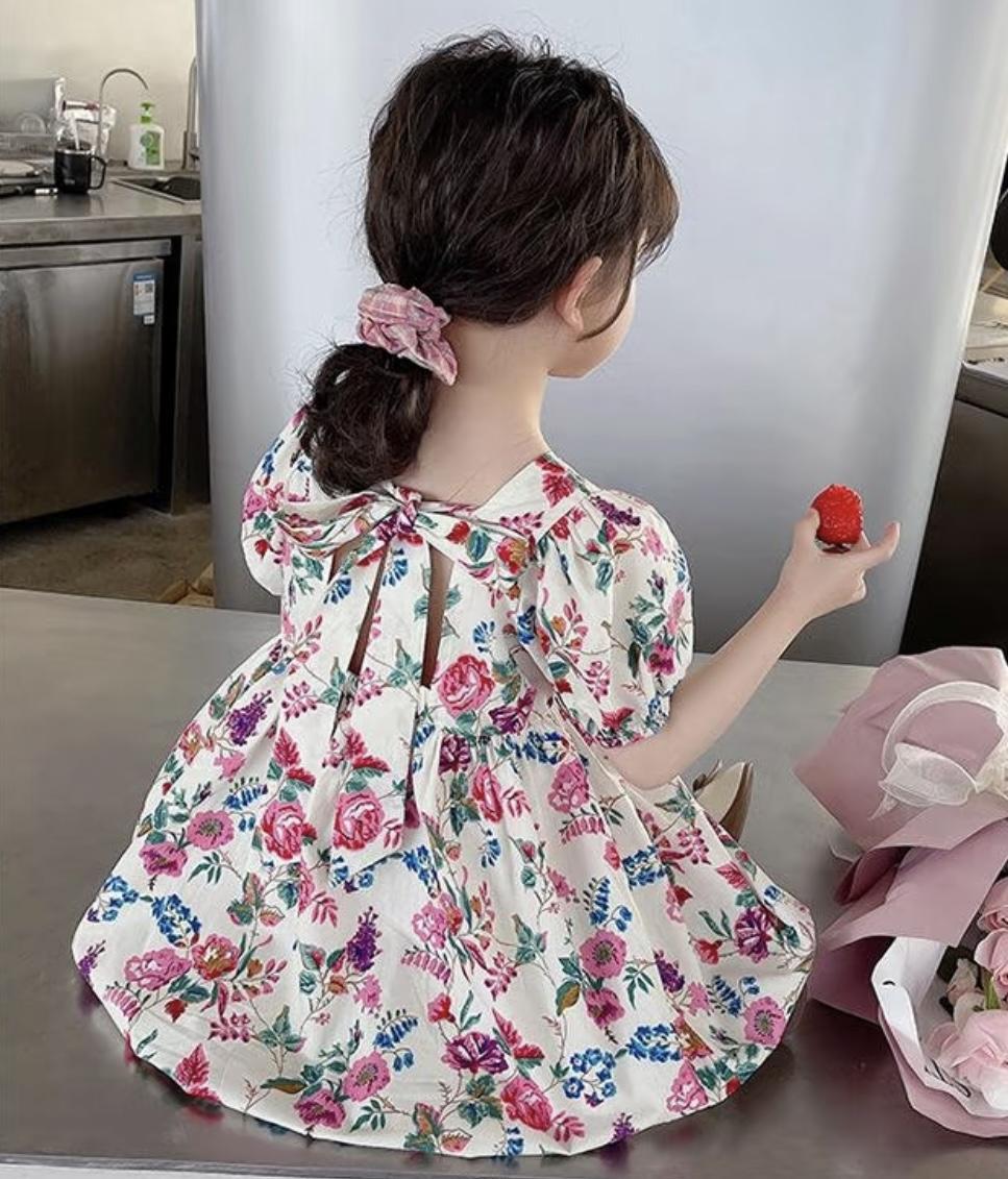 kebei-Gaun musim panas baru untuk anak perempuan modis manis dan imut dengan motif bunga mawar Fashion Kids