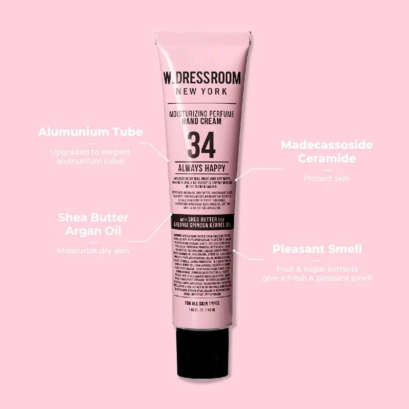WDressroom Hand Cream No.34 Always Happy Parfum Lotion 50 ml untuk Menjaga Kulit Tangan yang Kering Berminyak Tetap Halus Lembut dan Harum  Bunga Mencerahkan Aging 5