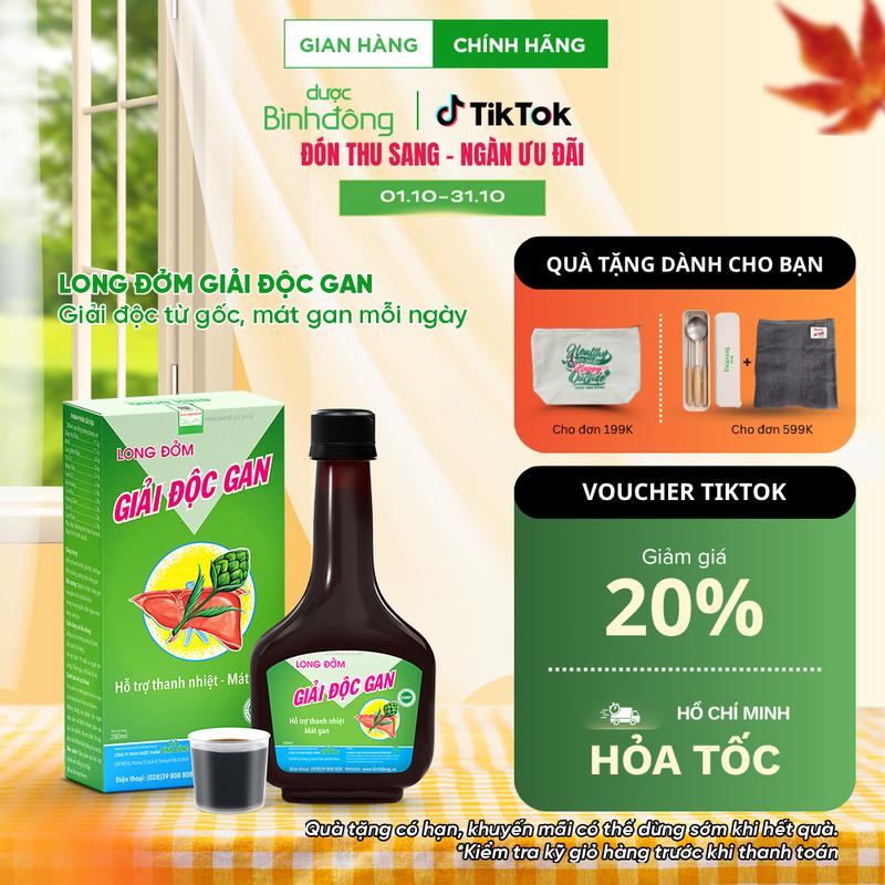 Long Đởm Giải Độc Gan Bình Đông - Thảo Dược Mát Gan, Thanh Nhiệt, Giảm Nóng Trong, Mụn Nhọt chai 280ml