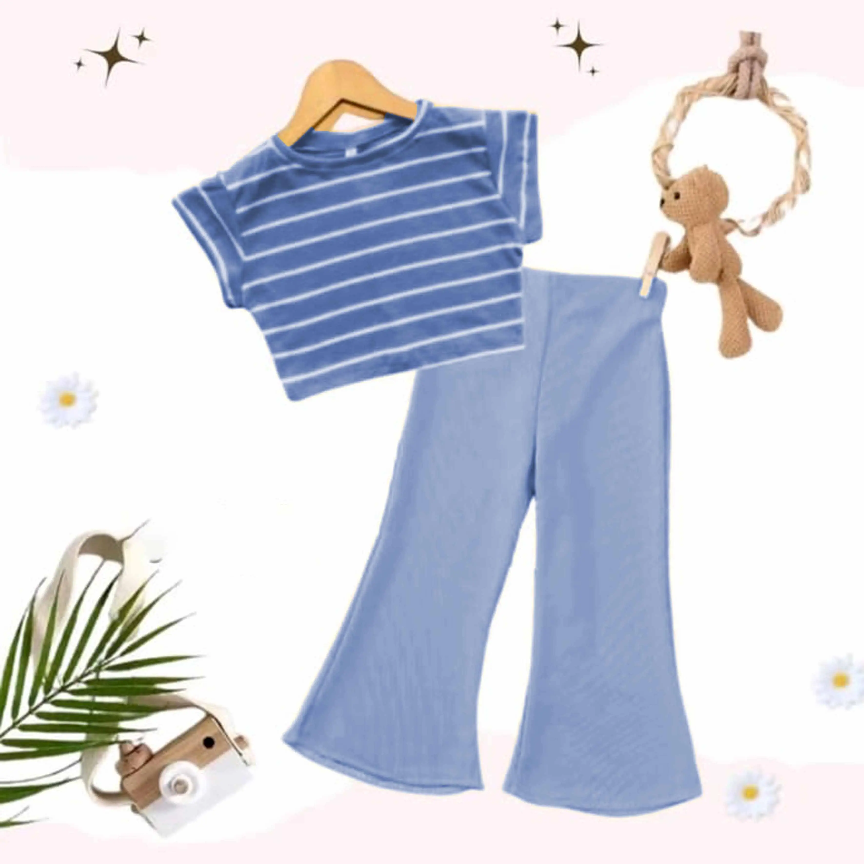 RAME'A - BAJU SETELAN CANTIK ANAK PEREMPUAN / ONE SET CROP CELANA CUTBRAY BAHAN KNIT Fashion