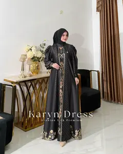 Faraz Label - KARYN DRESS (TANPA HIJAB) Busana Muslim Wanita Dress Armany Arabian Silk Printing Sultan Gamis Silk Mewah Tren Lebaran 2026
