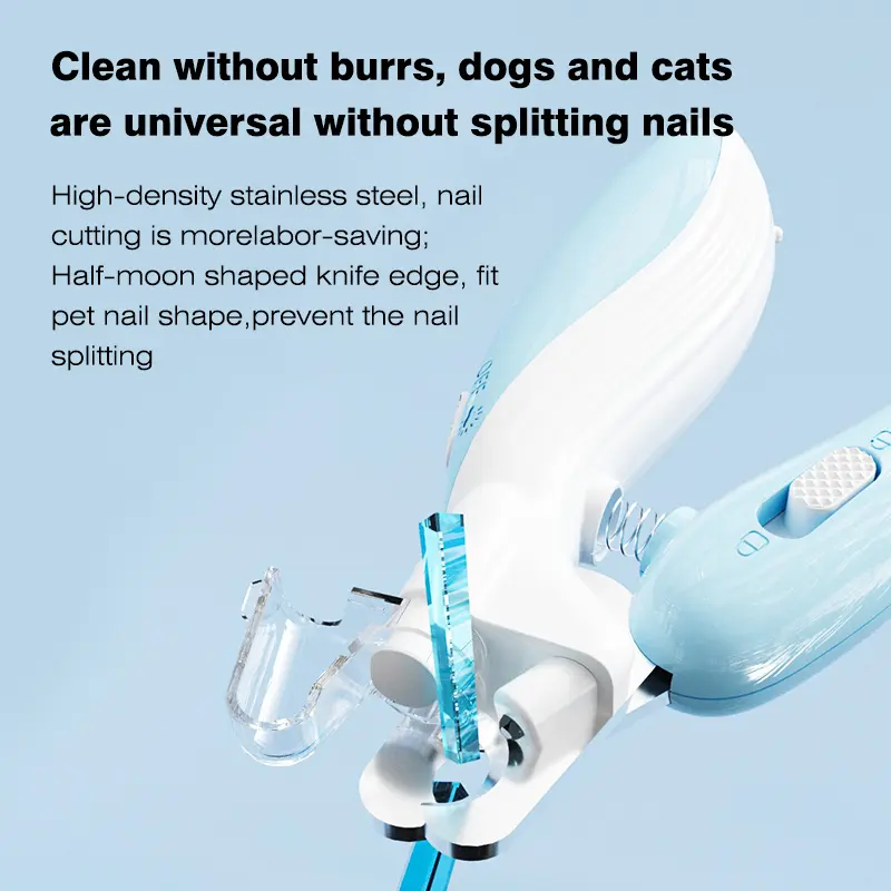 Gunting Kuku Anjing LED Pet Nail Cutter Grooming Hewan Kucing Anti Splash Toe Claw Clipper Safety Lock Bloodline Light 8