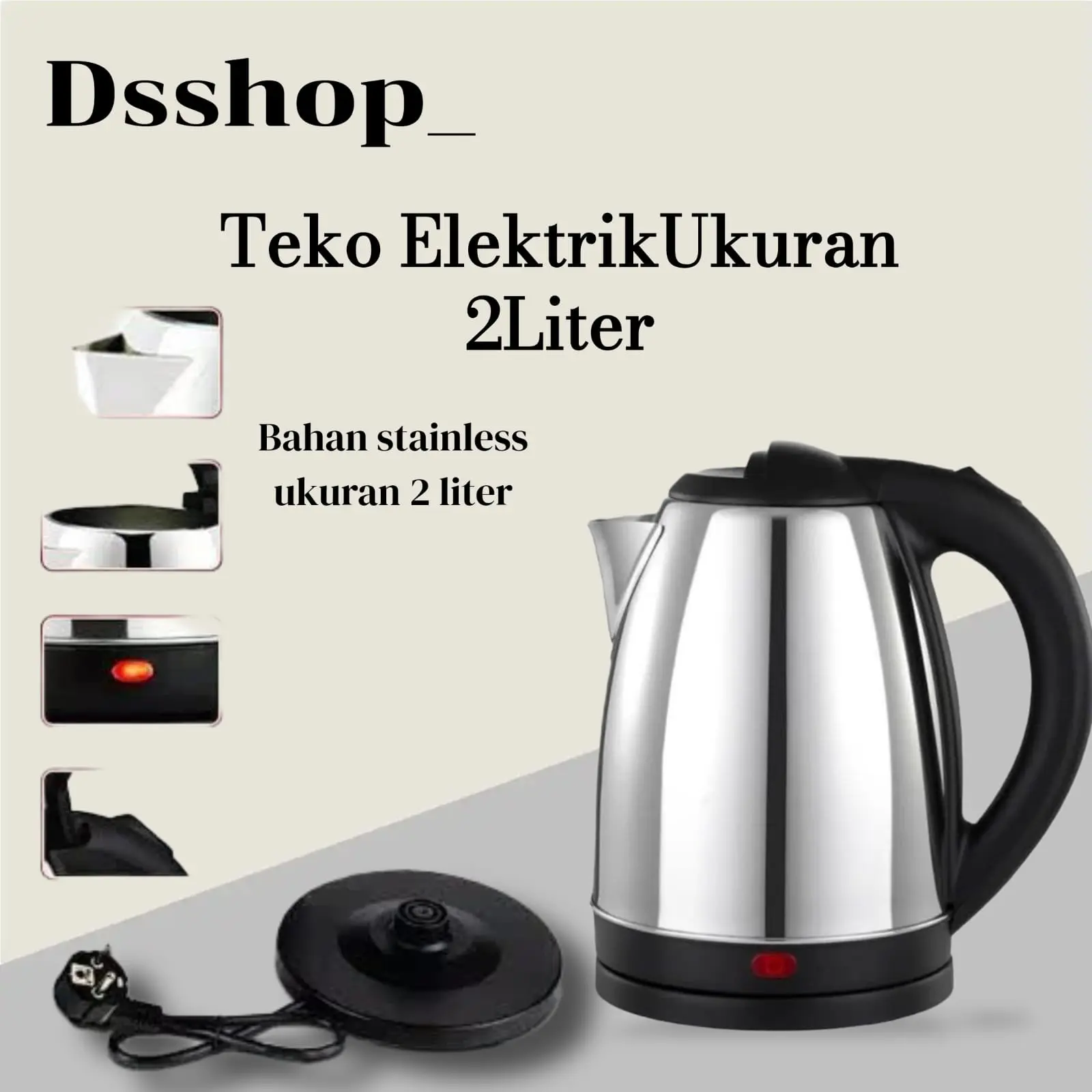teko ketle pemanas air elektrik portable 2L