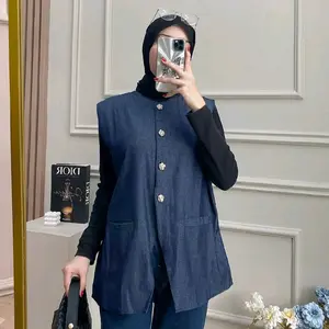 Myrkalla - Sheena Vest Denim Top - Vest Jeans Korean Style Atasan Rompi Wanita