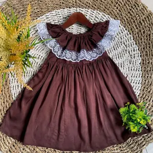 SEILA Dress Anak Perempuan dengan Ruffle Lace Detail Bahan Rayon Twill adem halus nyaman