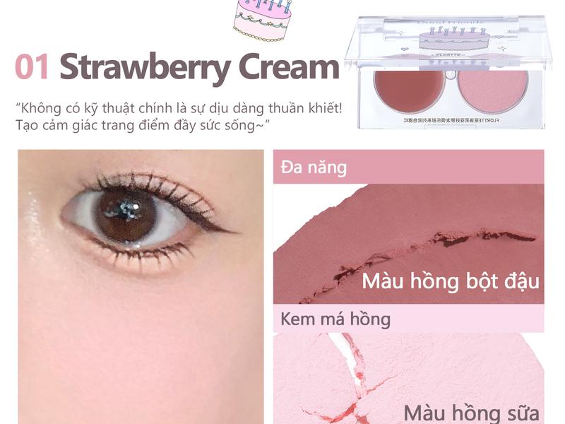 Product Introduction of Kem má hồng hai màu Flortte, dạng kem đa năng, kết cấu kép, có thể sử dụng nhiều cách khác nhau, tăng độ sáng cho gương mặt, tạo lớp trang điểm tự nhiên, 3.2g, 6 mẫu để chọn lựa 10