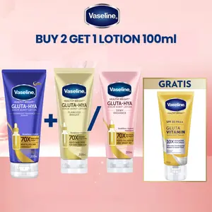 [JENNIE'S PICK] [BELI 2 GRATIS LOTION 100ml] Vaseline Gluta Hyaluron Serum Lotion Dewy Radiance & Overnight 200ml / Flawless Bright & Overnight 200ml