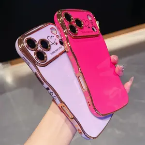 IMPORT Electroplating Side Love Phone Case for IPhone 17 Pro Max 17 Air 16 15 14 Plus 13 12 11 Pro Max Cover Lens Shockproof Bumper