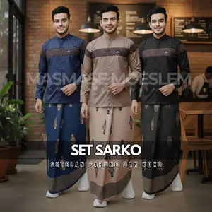Set Sarko Setelan Sarung Dan Baju Koko Lengan Panjang Motif Kobata Tren 2026