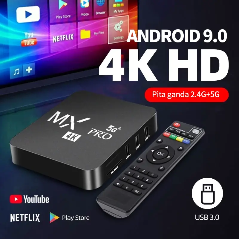 MXQ TV Box 4K 5G Kemajuan Cerdas Paket kotak TV Penerima Digital 8GB+128GB Penuh HD/ STB Wifi Dikirim di Jakarta Garansi 12 Bulan 0