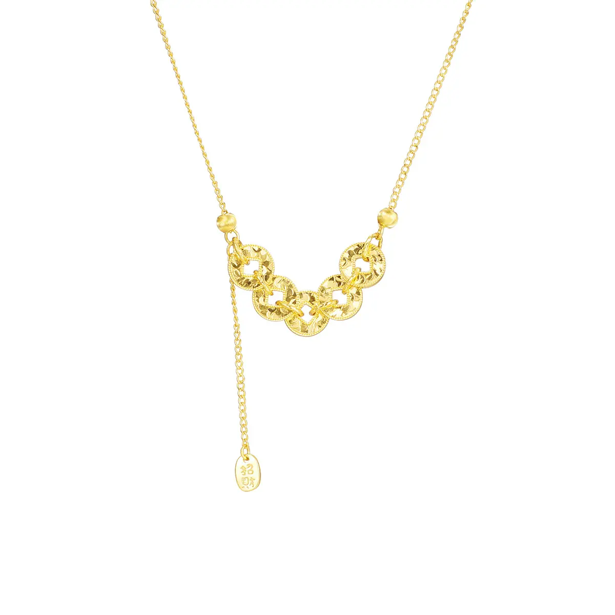 [Lucky money God arrives]18K Gold-plated Five Emperor copper coins necklace, retro fashion, luxury and high-end feeling necklace and Bracelet