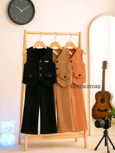 Baju Setellan Anak Perempuan Trendi SET VEST ROMPI Bahan Japanlline Usia 1-11 Tahun Korean Stylle Nyaman Adem