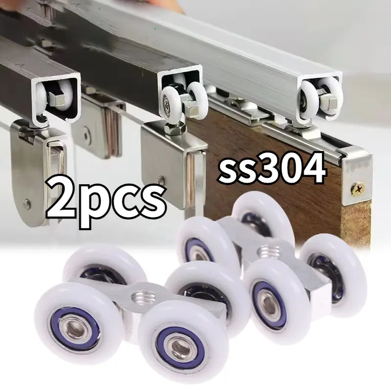 2pcs SS304 Roda Rel Pintu Geser / Geser Gantung / Roda Gantung Kamar Mandi / Mandi Pintu Kaca Jendela
