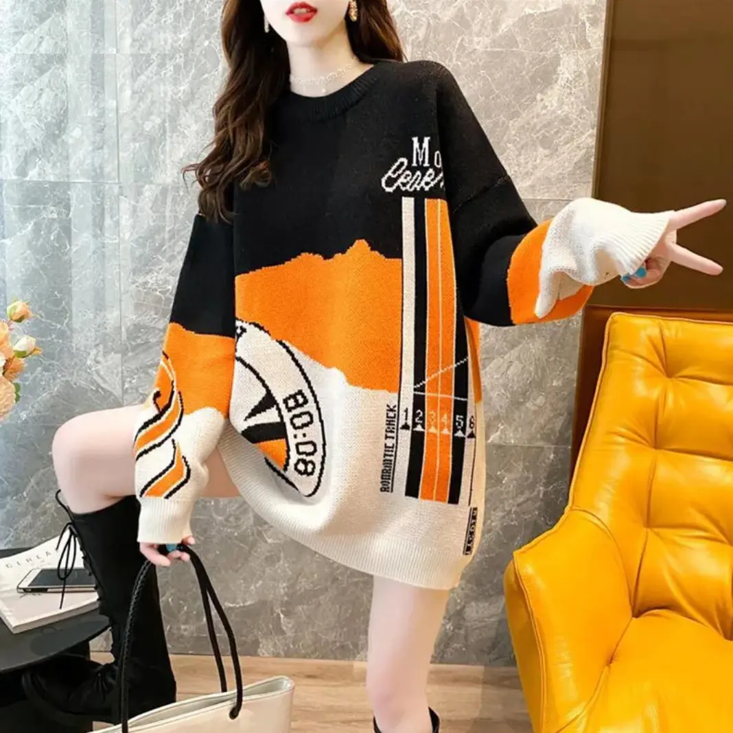 sweater crewneck wanita metrosport keren korean style Tangan Panjang