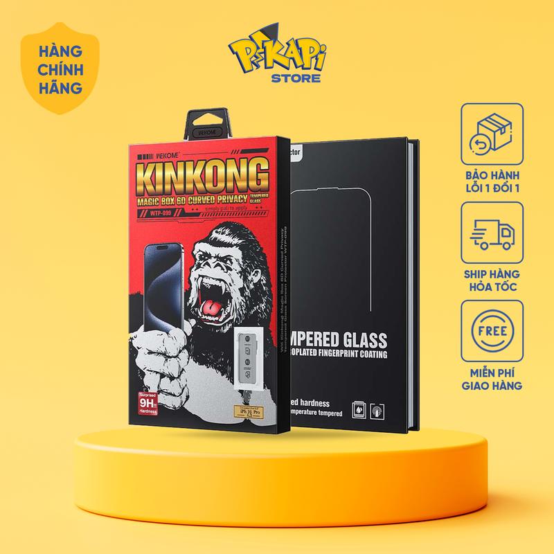 Kính cường lực iPhone HỘP KHUNG TỰ DÁN Wekome: siêu dễ dán cao cấp chống xước va đập chống nhìn trộm và hạn chế vân tay