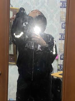 Product Review of HOODIE BOXY Menyala ZipperJAKET ZIPPER BOXY SABLON FOAMING DAN AKSEN MENYALA BLACK PING PRIA WANITA Unisex Hitam Sweater Santai from r**n 0