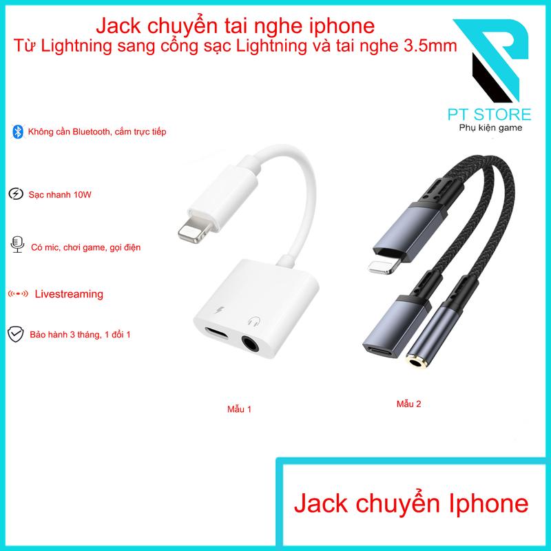 Jack Chuyển Đổi Cao Cấp Đầy Đủ Tính Năng Cho Iphone - Chuyển Từ cổng Lightning sang cổng Lightning và cổng tai nghe 3.5mm - Hỗ trợ sạc nhanh 10W - Card âm thanh cao cấp