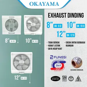 Kipas Angin Exhaust fan/ Hexos Dinding OKAYAMA 8/10/12 INCH - OK8D/ OK10D / OK12D Penyedot Udara Ruangan Biar Tidak Panas