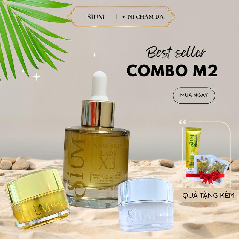 Combo M2: Serum Dày Da Phục Hồi Da Mỏng Yếu + Kem Dưỡng Ngày & Đêm - TẶNG KÈM Kem Chống Nắng 10ml và 2 Gói Xông Da - Hỗ Trợ Dưỡng Da Trắng Sáng - Nuôi Da Dày Khỏe Skincare