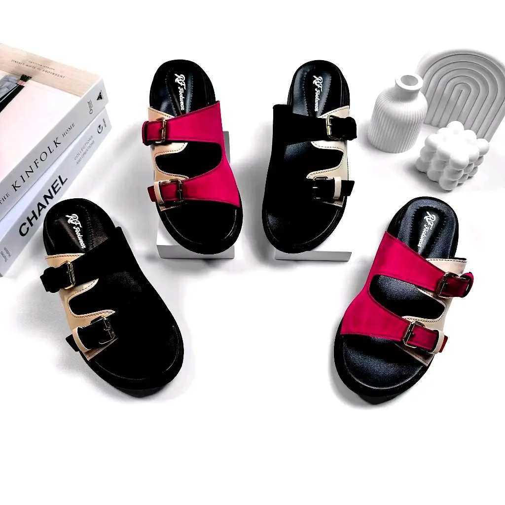 sandal gesper terbaru dua ban Cansual - ban dua gesper//sandal Cansual  wanita remaja Sendal Karet Shoes