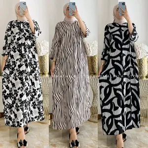 Daster Gamis Semata Kaki / Long  Daster Lengan 3/4 Daster Semata Kaki / Daster Murah Rayon Busui Motif Dress Wanita