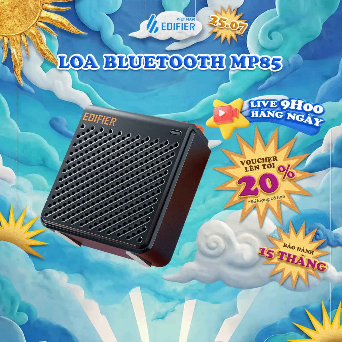 Loa Bluetooth Mini EDIFIER MP85 | Công Suất 2.2W | Thời Gian Sử Dụng Đến 8H | Bluetooth 5.3 | Bảo Hành 15 Tháng