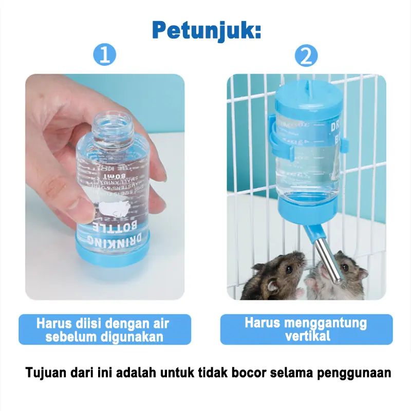 Botol Minum Kucing Kelinci 80ml Botol Air Hamster Portabel Tempat Minum Botol GANTUNG PET DRINKING BOTTLE 7