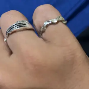 Helene - Ring Cincin Set 2 pcs Perak Model Adjustable Aesthetic Moonstone Irregular Batu Permata Unik Perhiasan Aksesoris Fashion Pria Wanita Korean Style [C3-5]