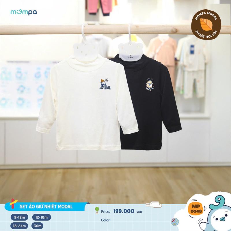 Set 2 áo giữ nhiệt cho bé Mompa 9 tháng đến 3 tuổi vải Modal mềm mại thoáng khí MP 0048 M25 DQ
